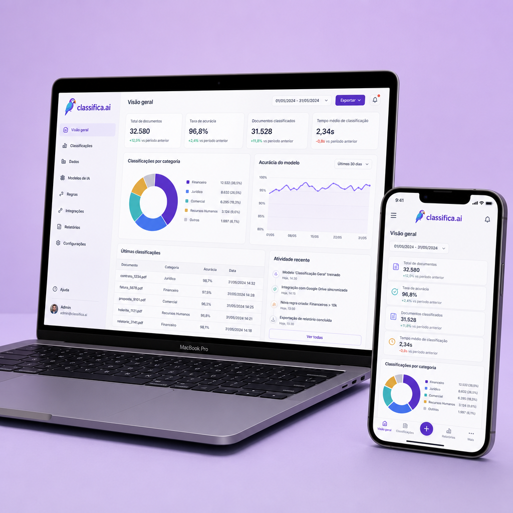 Classifica.AI em notebook e smartphone